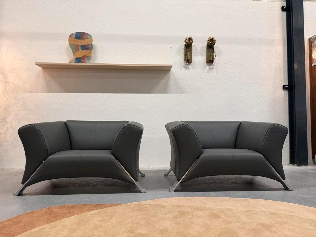 2 Nieuw Rolf Benz 322 Fauteuil Grijs leer Design stoel, Service@rolf-benz.com, Haiterbacher Str. 104, Nieuw, Ophalen of Verzenden