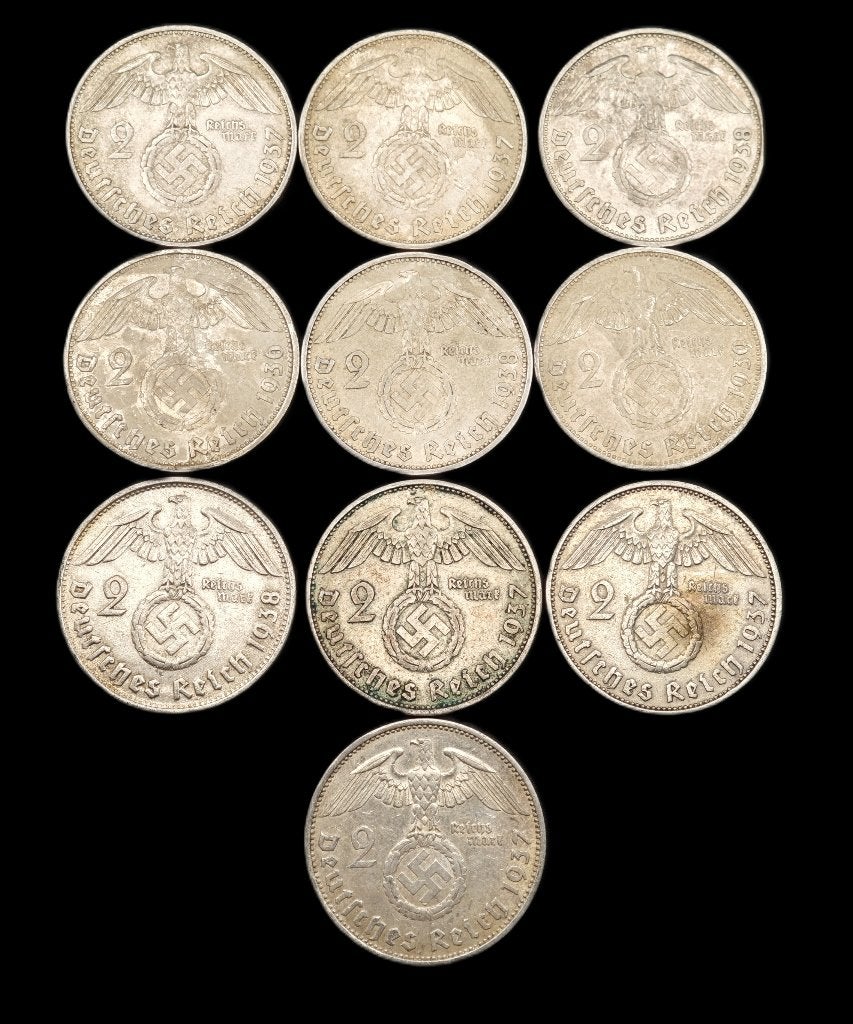 10x 2 Reichsmark Derde Rijk (2), Ophalen of Verzenden, Duitsland, Setje, Zilver