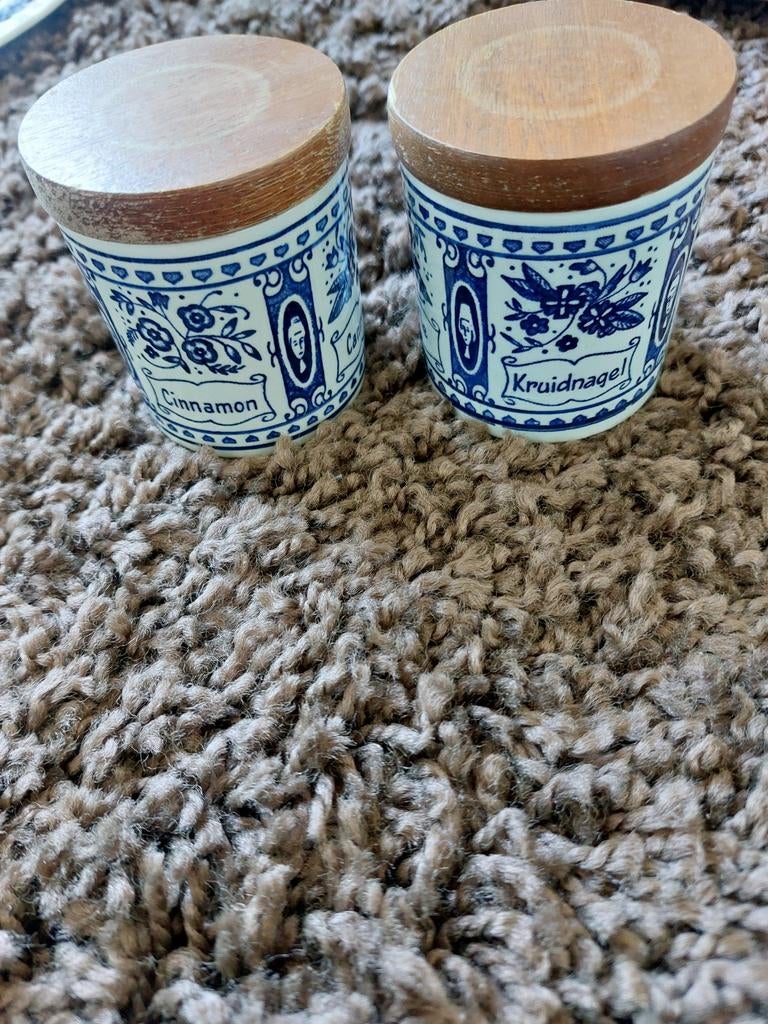 Delfts Blauw Kruidenpotjes - Kaneel & Kruidnagel, Antiek en Kunst, Ophalen of Verzenden