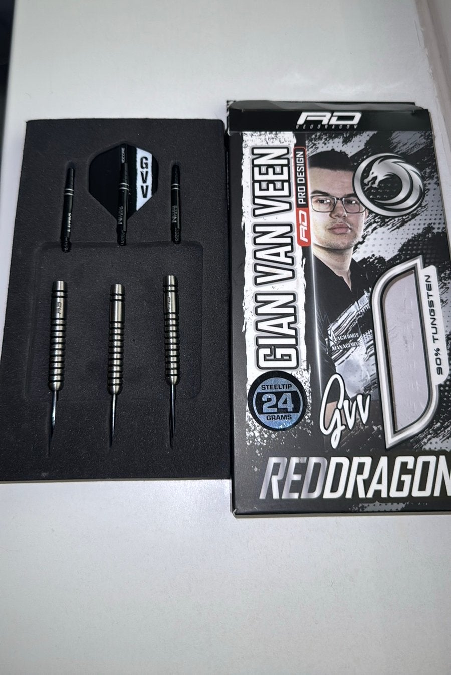 Red Dragon Gian van Veen 90% 24 gram - Dartpijlen, Ophalen of Verzenden, Zo goed als nieuw, Pijlen