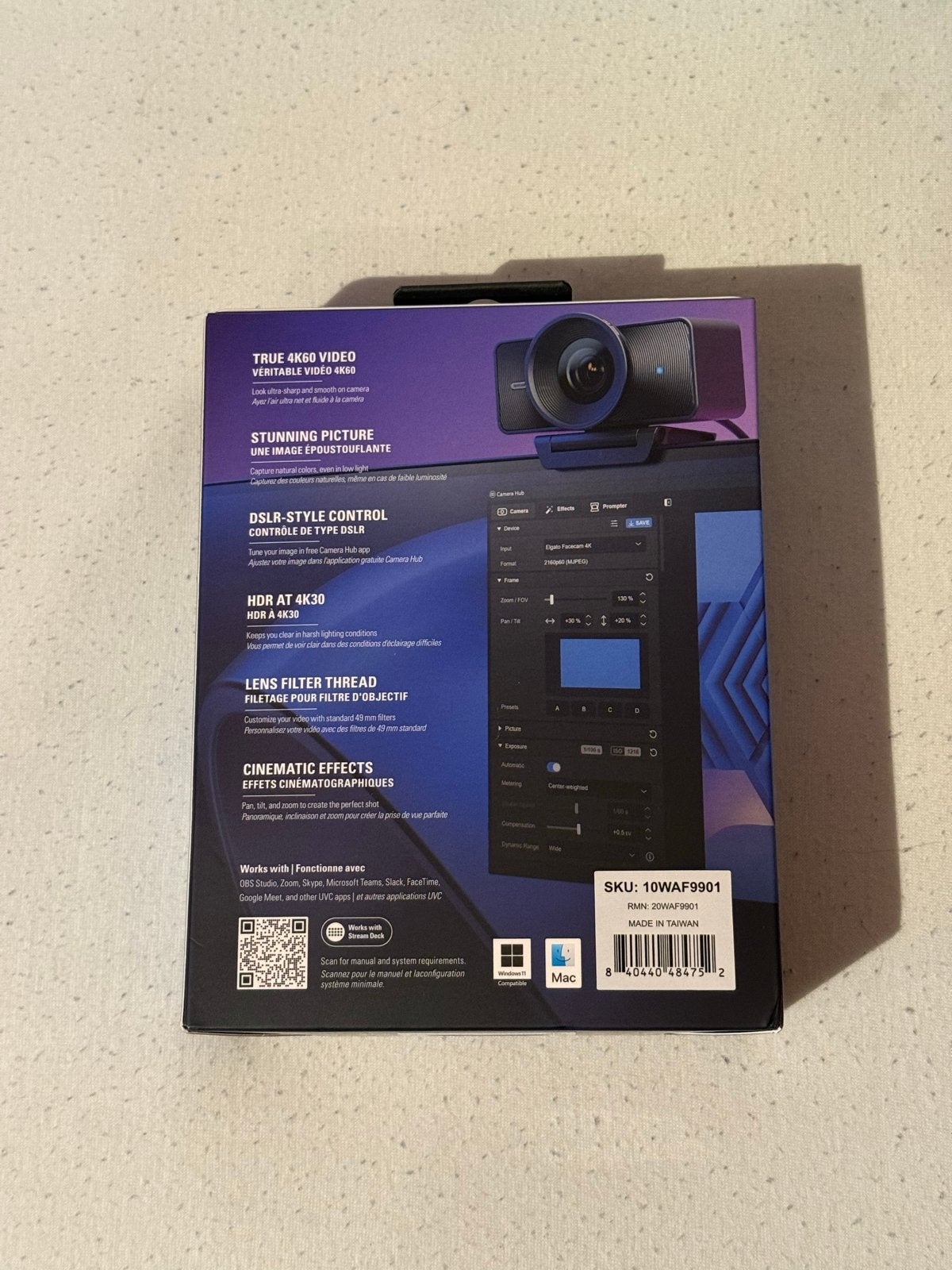 Elgato Facecam 4K Premium Webcam - Nieuw in doos, Computers en Software, Webcams, Nieuw, Ophalen of Verzenden, Fotofunctie, MacOS