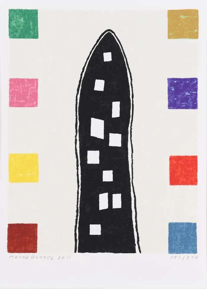 Harrie Gerritz, gesigneerde zeefdruk Tower (2011-ingelijst), Antiek en Kunst, Zeefdruk, Gelimiteerde oplage, Ophalen of Verzenden
