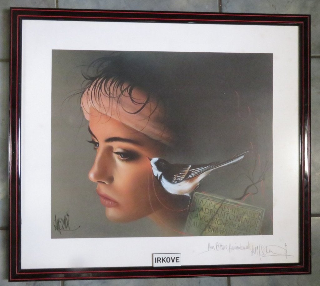 PRACHT LITHO* VROUW MET MEESJE * Gesigneerd *, Antiek en Kunst, Met glas, Ophalen of Verzenden, Portret en Figuren, Lithografie
