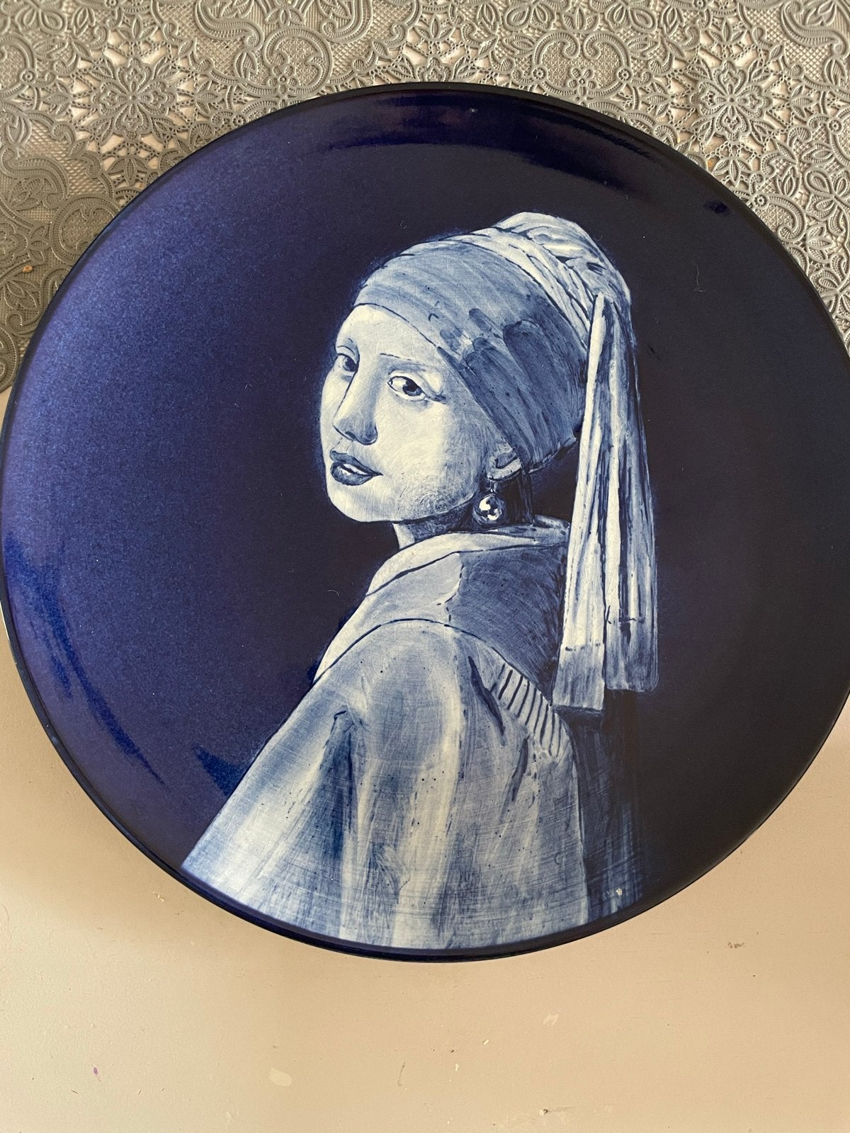 Delfts Blauw Wandbord - Meisje met de Parel, Antiek en Kunst, Antiek | Wandborden en Tegels, Ophalen of Verzenden
