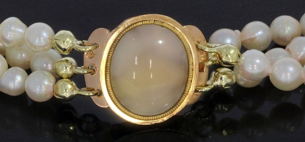 Parel fraaie armband 18k slot goud maansteen antiek dames, Ophalen of Verzenden, Goud, Armband, Met edelsteen
