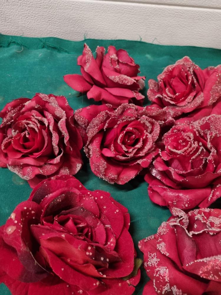 kunstrozen rood met klem 10 stuks, Huis en Inrichting, Woonaccessoires | Kunstplanten en Kunstbloemen, Ophalen of Verzenden, 'T Olde Gre-j