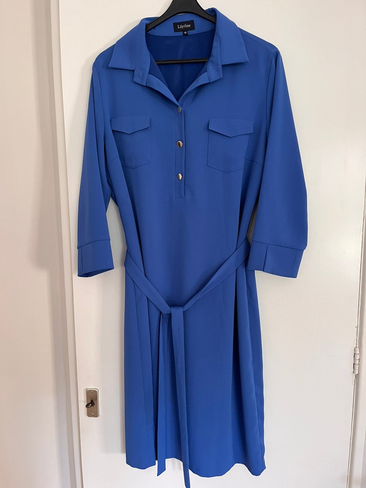 Kobaltblauwe Lilytime jurk maat 46, Ophalen of Verzenden, Zo goed als nieuw, Maat 46/48 (XL) of groter, Onder de knie