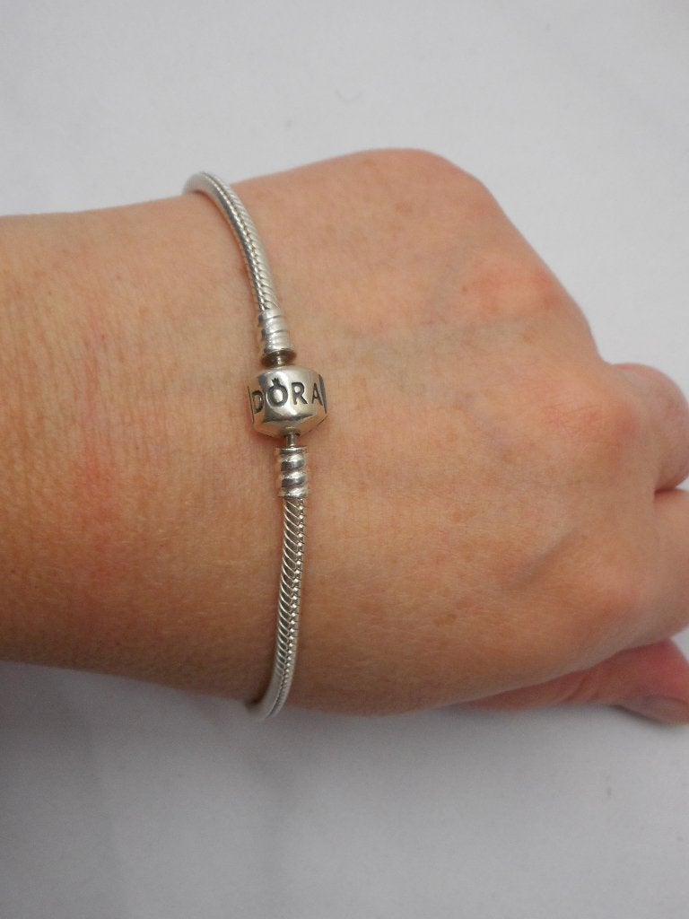 Pandora zilveren armband met bol slot 20,5 cm nr.253, Verzenden, Zo goed als nieuw, Zilver, Zilver