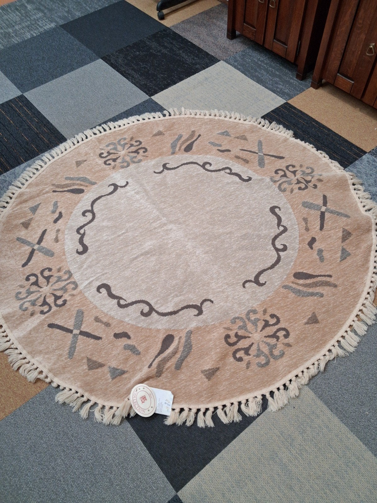 Nieuw rond tafelkleed met franjes, 130 cm, Rond, Nieuw, Ophalen of Verzenden