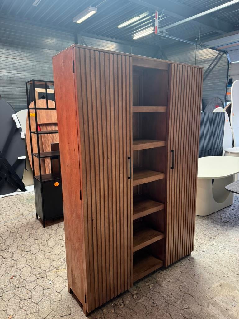 Kast mangohout 140x40x210, Ophalen, Met deur(en), 100 tot 150 cm, 200 cm of meer