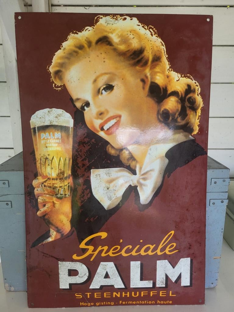 Emaille bier bord van Soeciale Palm bier, Ophalen, Zo goed als nieuw, Reclamebord