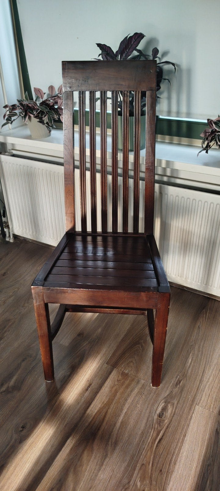 set eetkamerstoelen (teak/acacia), Huis en Inrichting, Stoelen, Ophalen, Gebruikt, Bruin, Vier