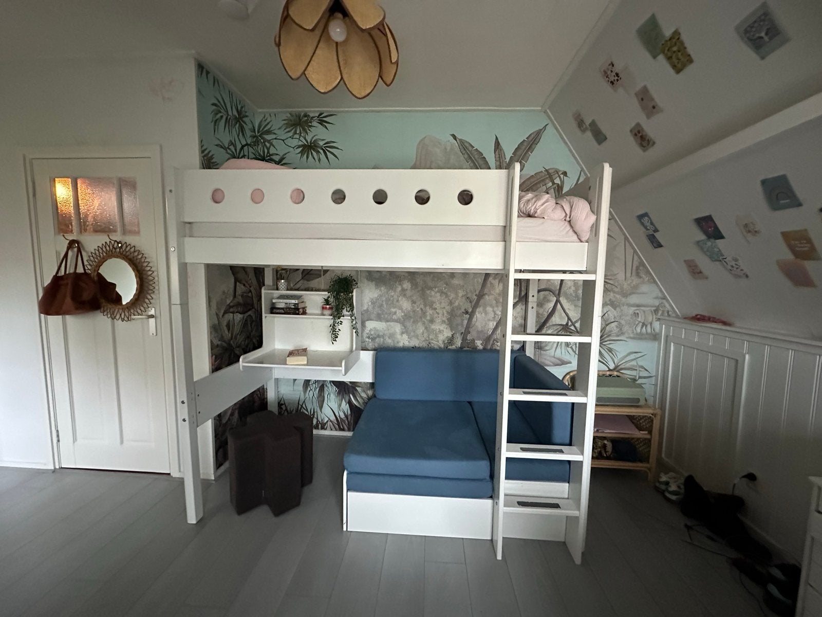 Flexa Casa White Hoogslaper met Bureau en Slaapbank, Huis en Inrichting, Ophalen, Gebruikt, Eenpersoons, 200 cm