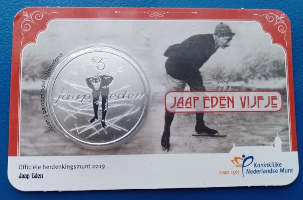 Jaap Eden Vijfje 2019 UNC-kwaliteit in coincard, Verzenden, Koningin Beatrix, Euro's, Setje