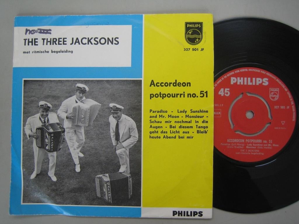 Three Jacksons - Accordeon potpourri no.51_, Ophalen of Verzenden, Gebruikt, 7 inch, Levenslied of Smartlap