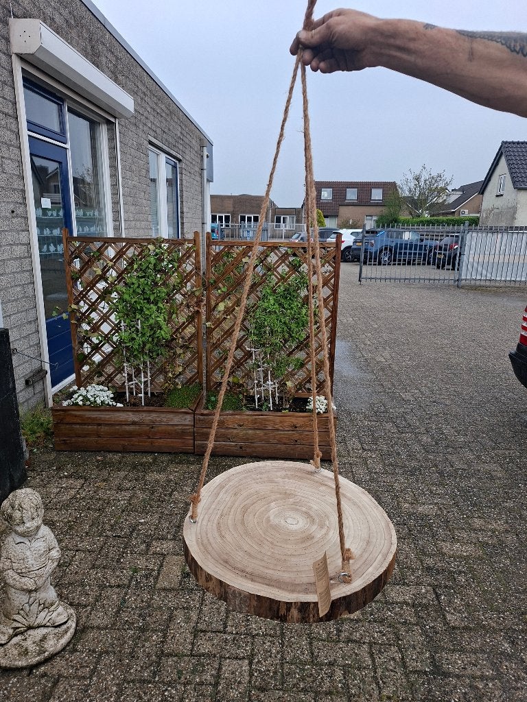 Houten plateau / schijf 52 cm doorsnee met touw, Ophalen of Verzenden, Gebruikt