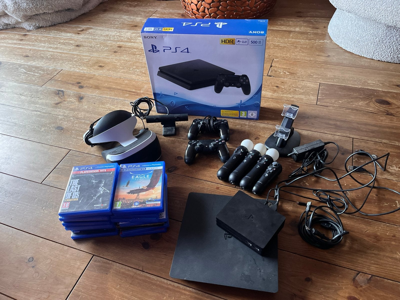 Uitgebreide PlayStation 4 set met VR Bril en 17 games, Ophalen, Original, Met 3 controllers of meer, Gebruikt
