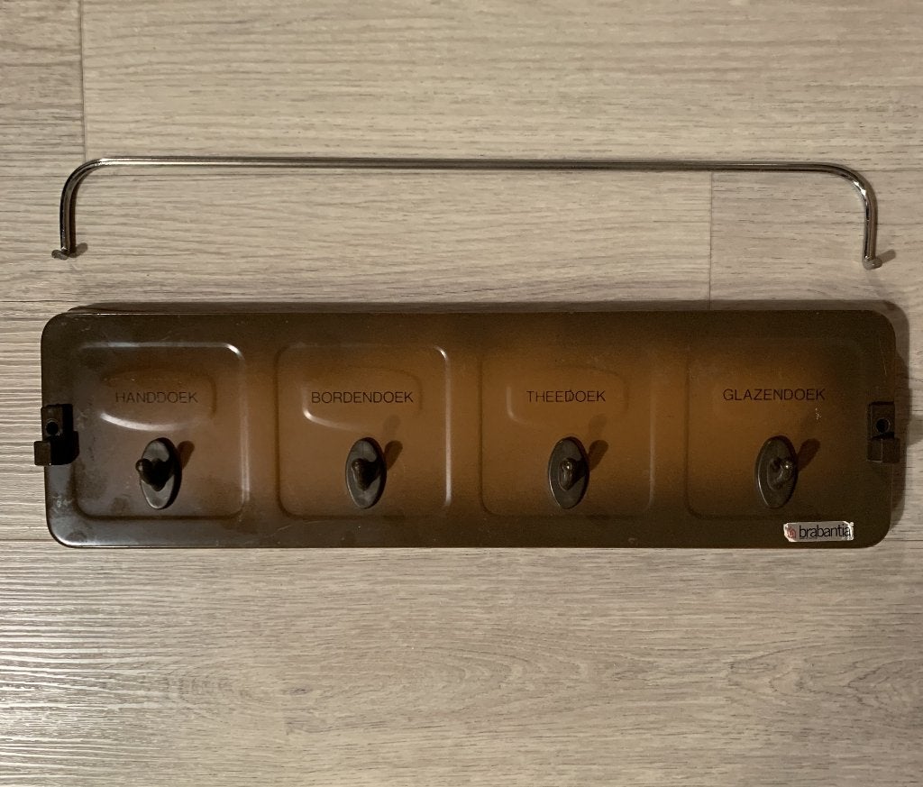 Brabantia keukenrekje, doeken- handdoekenrekje, wand rekje, Gebruikt, Ophalen of Verzenden, Metaal, Bruin