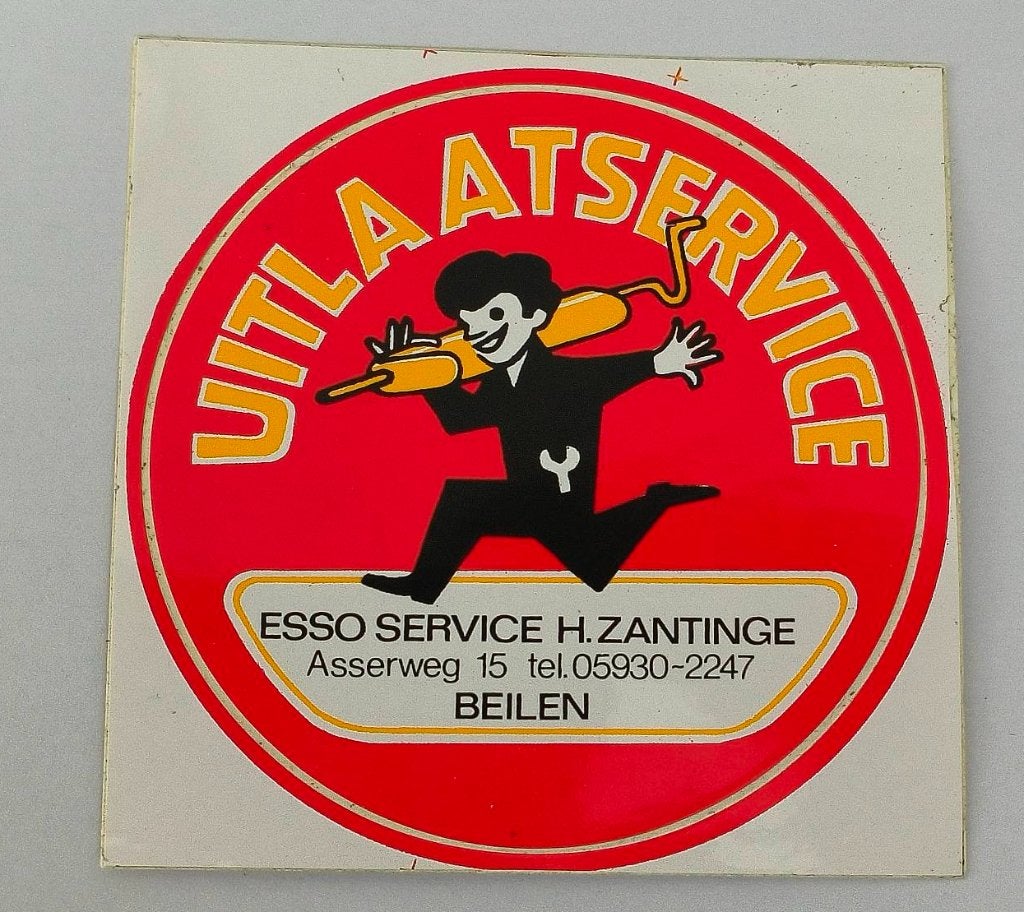 Sticker uitlaatservice van Esso Service H. Zantinge Beilen, Ophalen of Verzenden, Zo goed als nieuw, Bedrijf of Vereniging