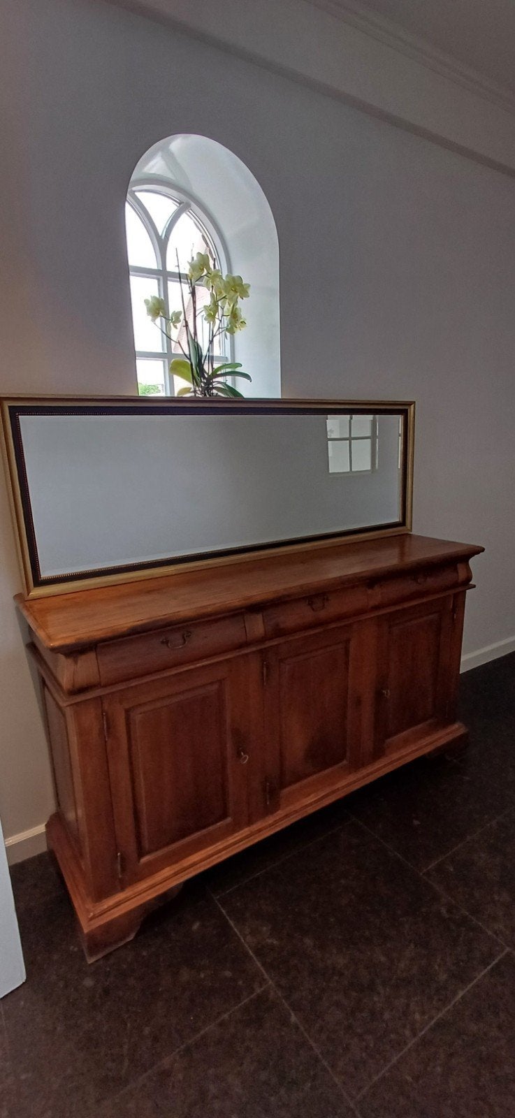 Dressoir van teakhout met mooie spiegel., Ophalen, Gebruikt, Koloniaal, Teakhout