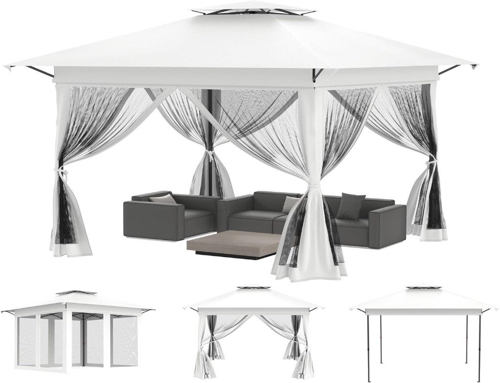 Nieuw en ongebruikt. Grote pop-up paviljoen, dubbel daks par, Tuin en Terras, Partytenten, Nieuw, Paviljoen, 2 meter of meer, Minder dan 5 meter