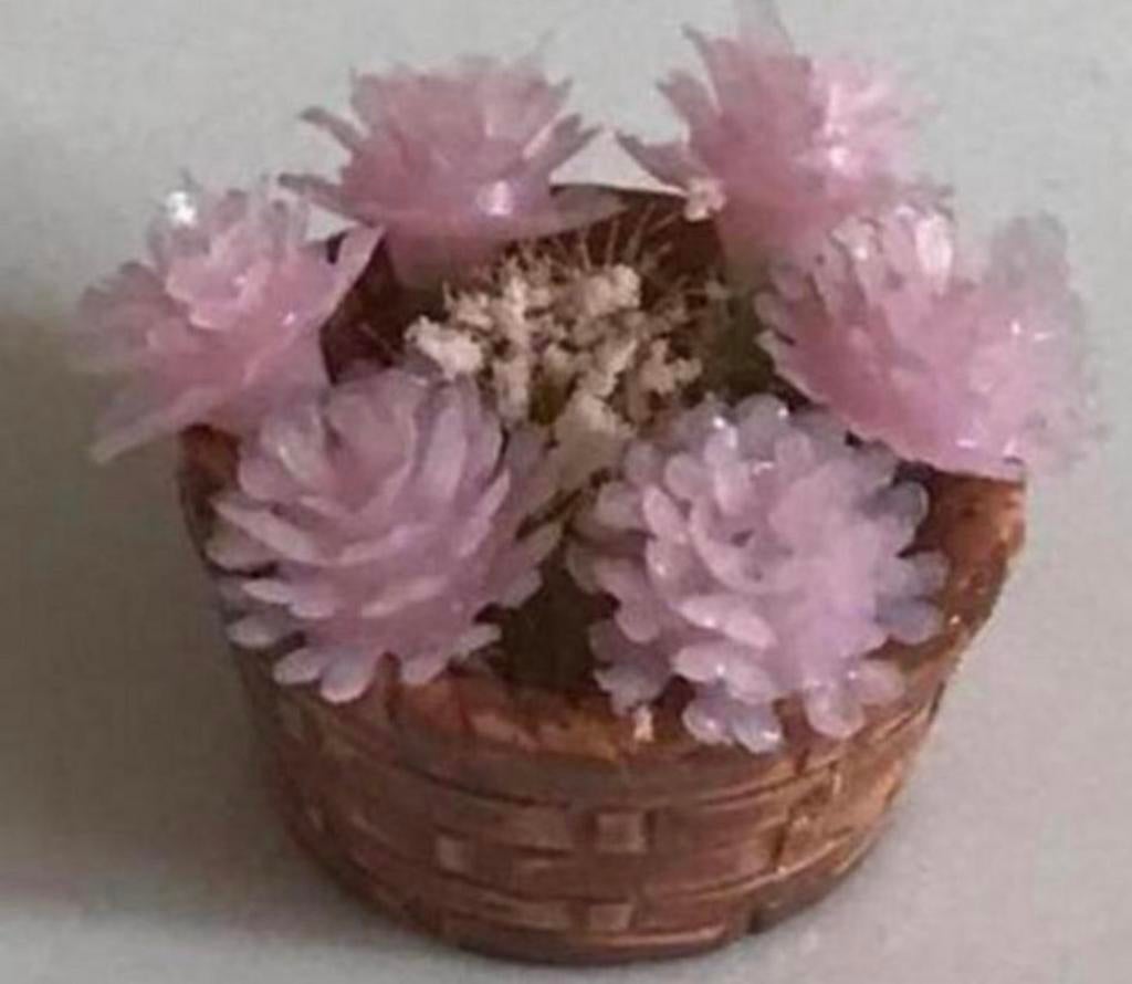 Bloemenmandje met roze bloemen - poppenhuis, Ophalen of Verzenden, Zo goed als nieuw, Poppenhuis
