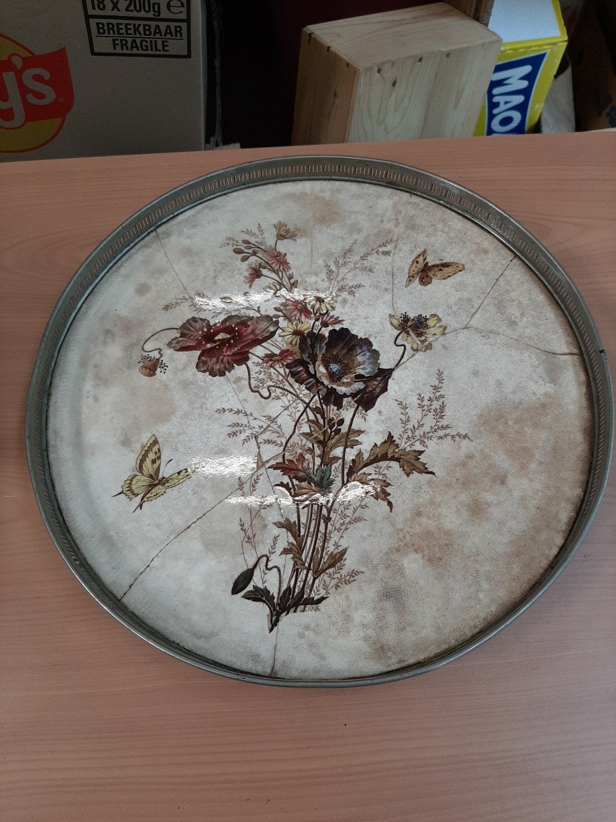 Antieke Koperen Kraantjeskan met Plateau - 53 cm hoog, Ophalen of Verzenden