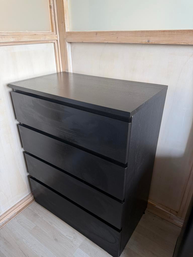 IKEA Malm Ladekast Zwartbruin 80x100 - Zo goed als nieuw, Ophalen, 100 tot 150 cm, 50 tot 100 cm, Zo goed als nieuw