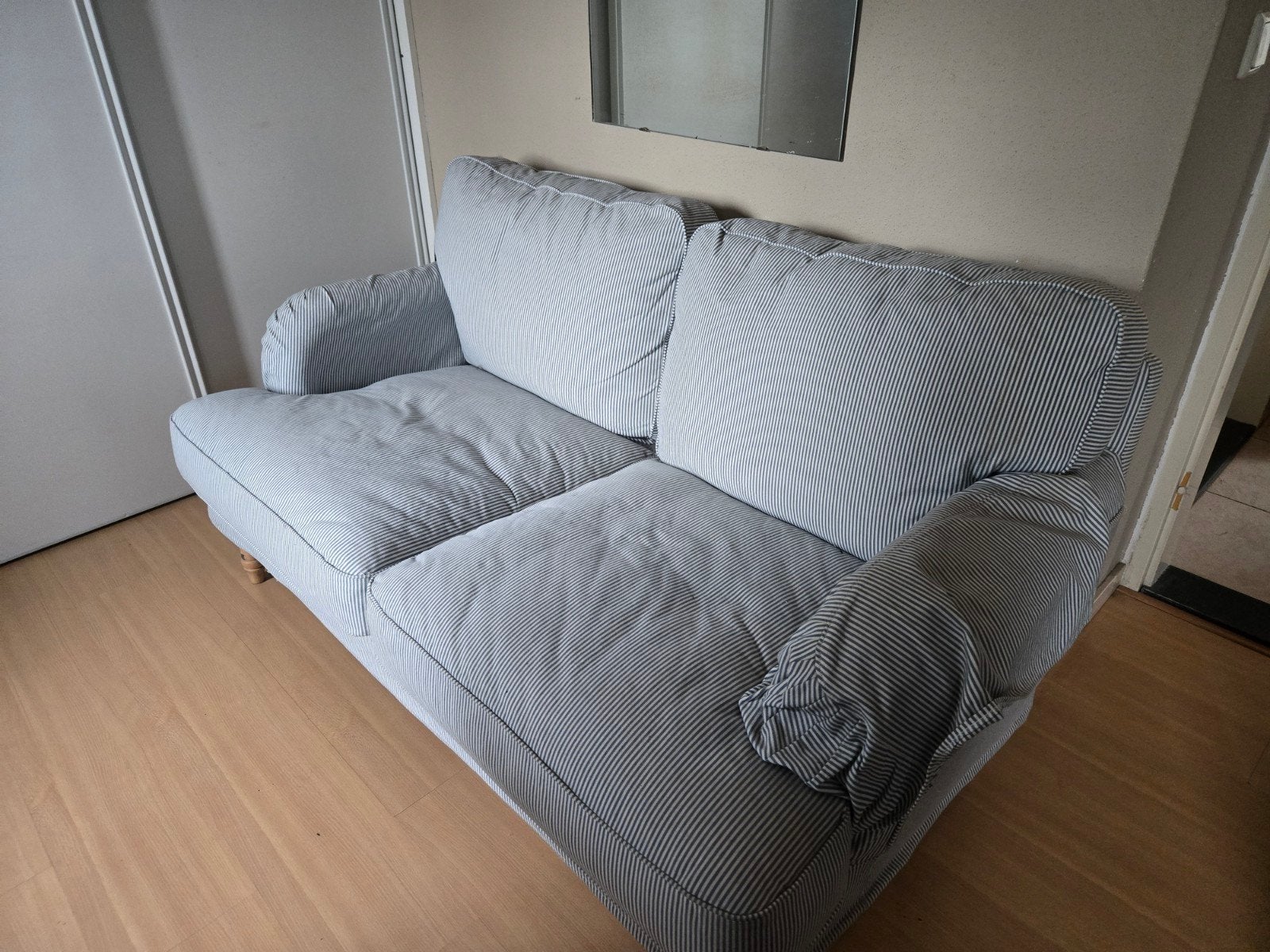 2-persoons bank Riviera Maison stijl, landelijk gestreept, Ophalen, Gebruikt, 150 tot 200 cm, Tweepersoons