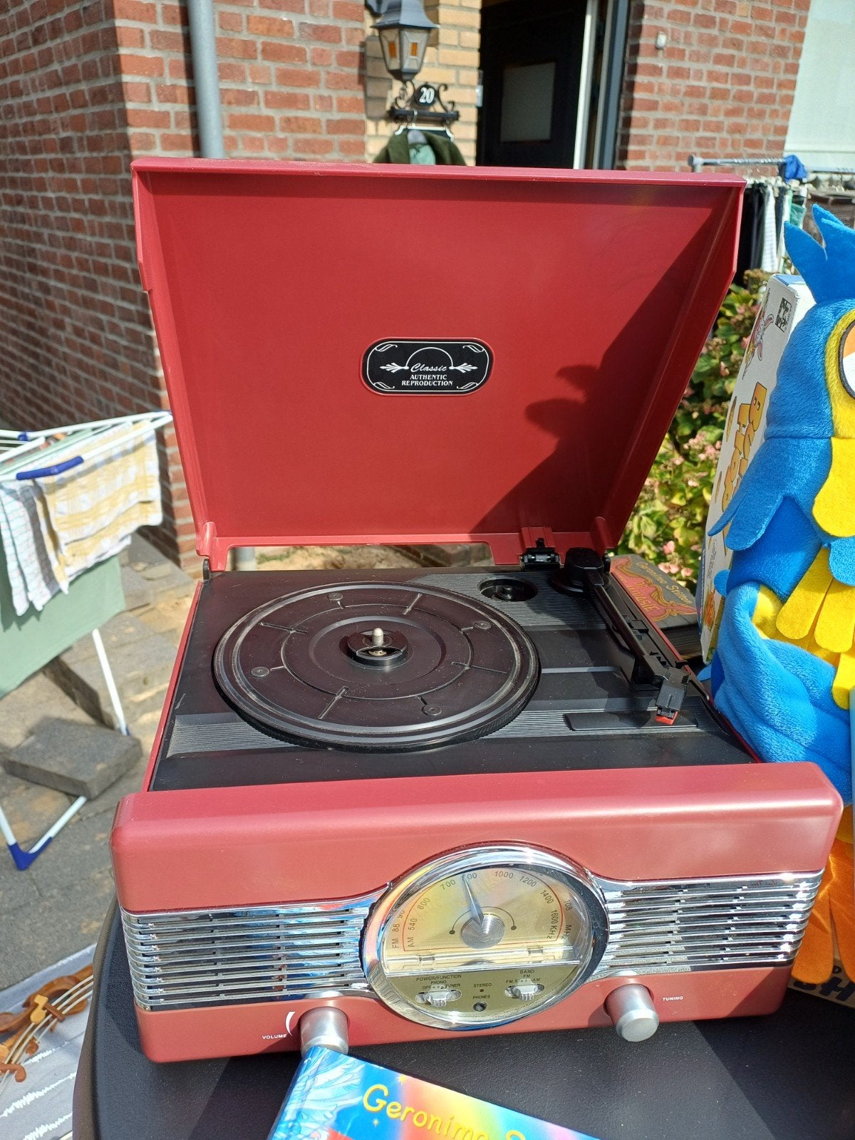Vintage-stijl Platenspeler met Radio - Rood, Ophalen, Gebruikt, Platenspeler, Overige merken