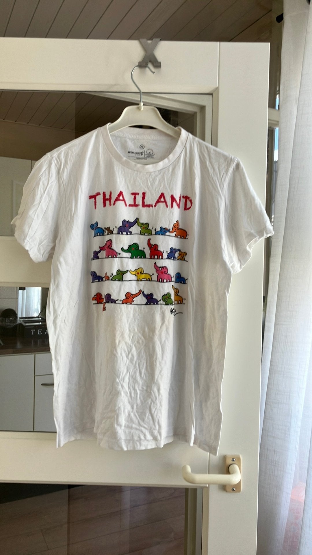Thailand wit heren T-shirt mt L/XL, Ophalen of Verzenden, Zo goed als nieuw, Maat 56/58 (XL), Wit