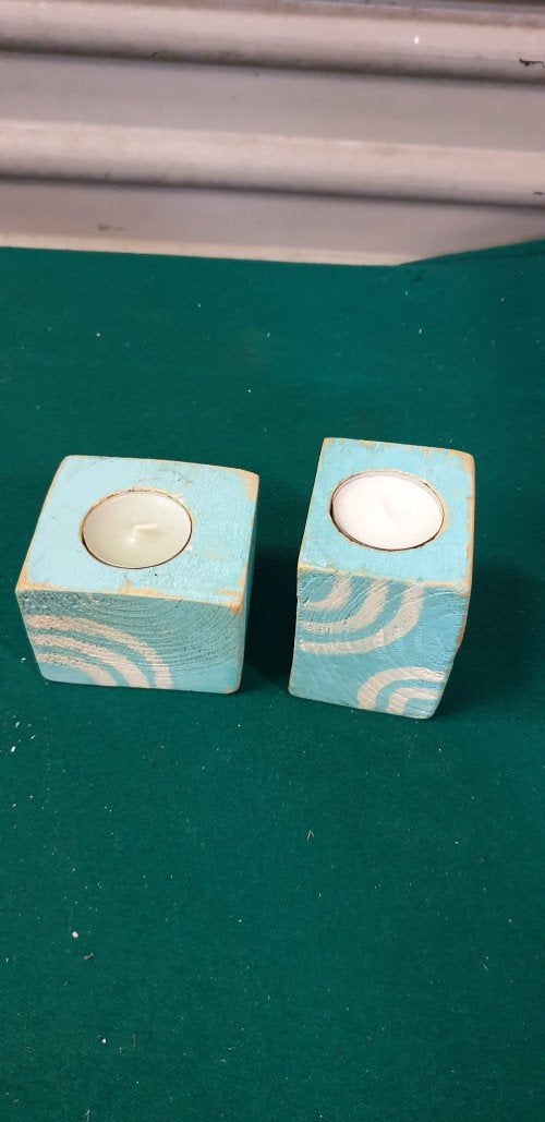 Theelichthouders van hout, strand, 2 stuks, Ophalen of Verzenden, 'T Olde Gre-j, Info@toldegrej.nl, Endepoelstraat 20f Didam