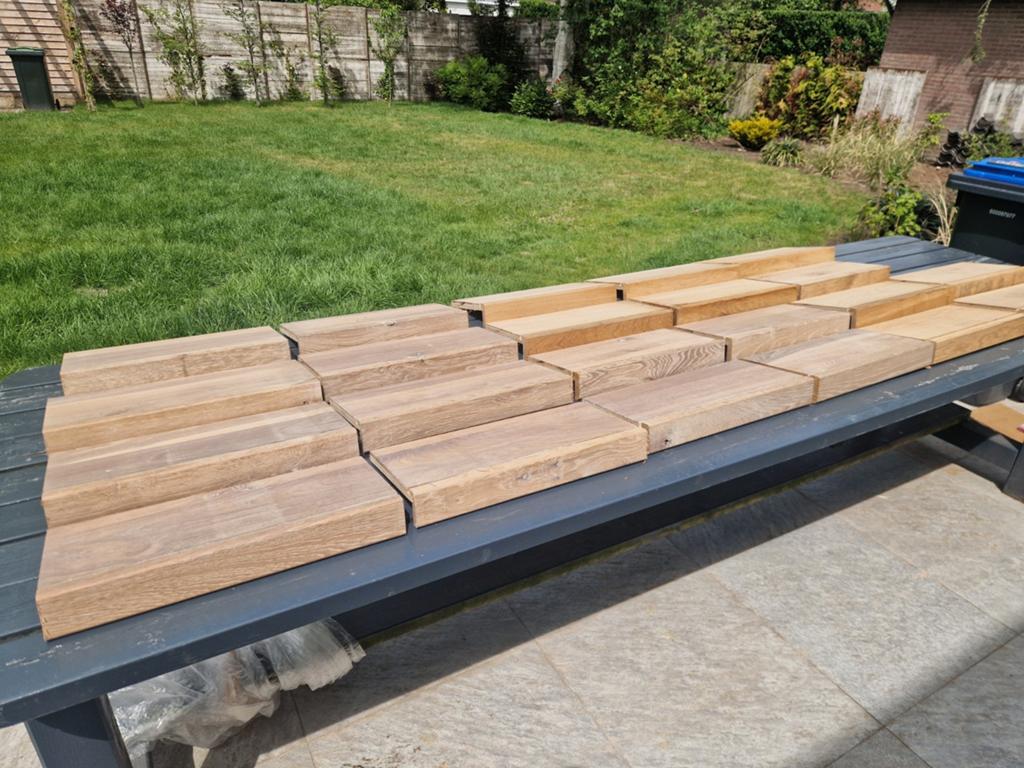 Eiken overzettreden en stootborden, Doe-het-zelf en Verbouw, Hout en Planken, Ophalen, Minder dan 25 mm, Eiken, Plank