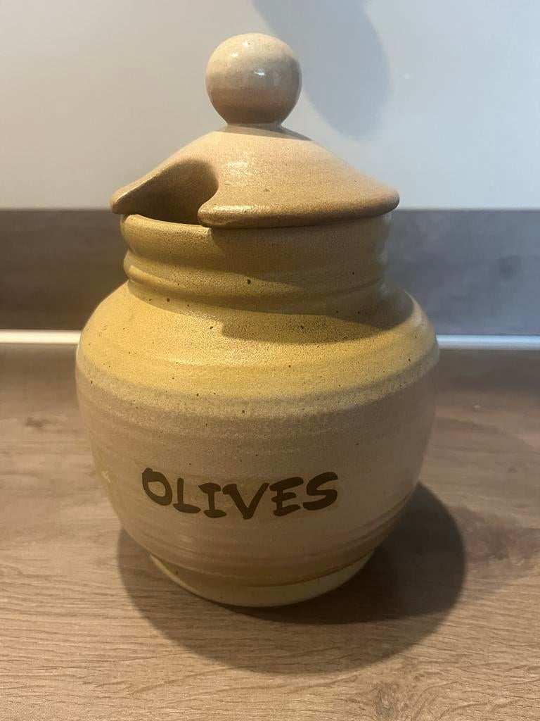 Vintage keramieken olijvenpot Salins Frankrijk, Ophalen of Verzenden