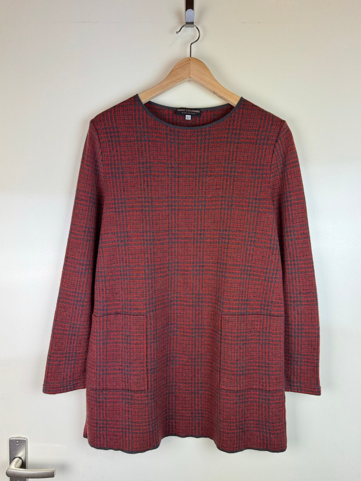 NINO COLOMBO Merino Wool Tartan Check Plaid Sweater Italian, Maat 38/40 (M), Zo goed als nieuw, Colombo, Meerkleurig