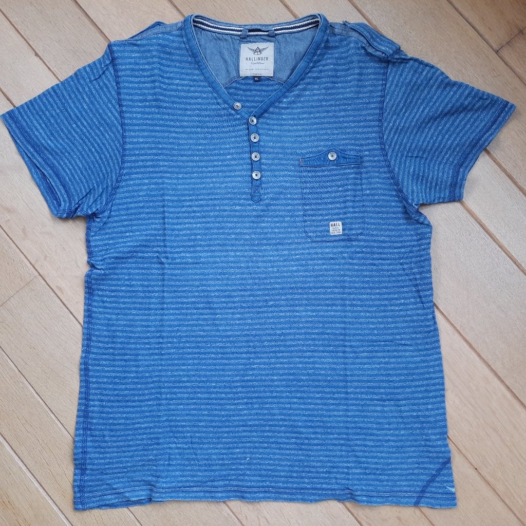 Hallinger t- shirt blauw grijs streep maat XL - nieuw -, Blauw, Hallinger, Ophalen of Verzenden, Maat 56/58 (XL)