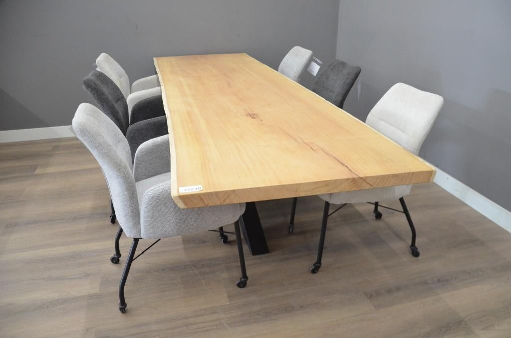 Mahonie boomstamtafel 300 cm - BT972 - 3 meter boomstamtafel, Overige houtsoorten, Verzenden, 50 tot 100 cm, Rechthoekig