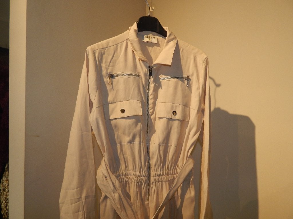 Dream Catcher jumpsuit overal licht beige stoere look M, Kleding | Dames, Jumpsuits, Maat 38/40 (M), Verzenden, Beige, Zo goed als nieuw