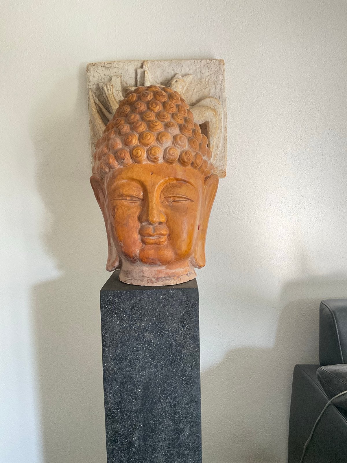 Groot Stenen Boeddha Hoofd - Boeddha van Wijsheid, Ophalen, Gebruikt, Massief, Steen/keramiek