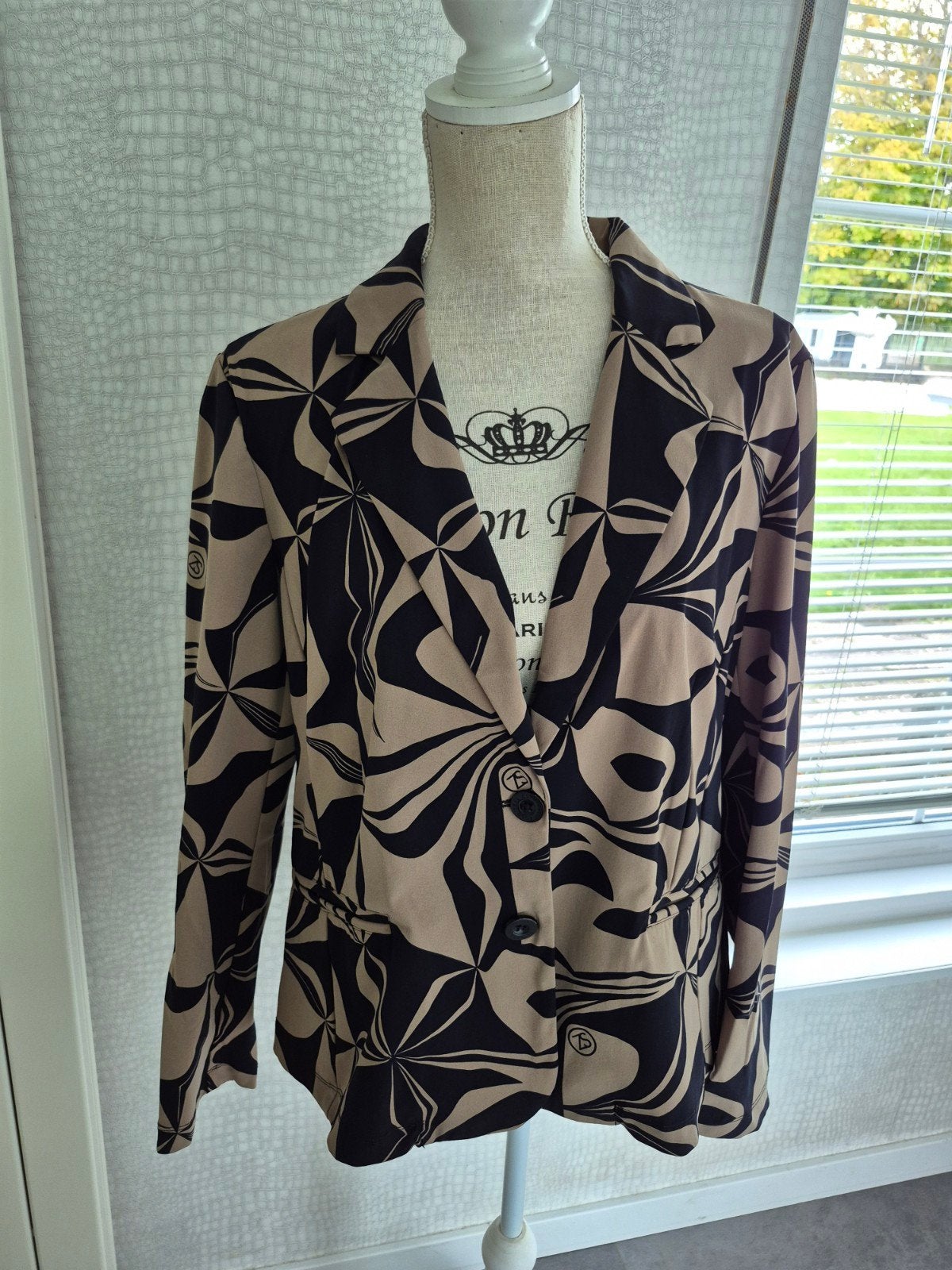 Zoso Blazer XXL - Zwart/Beige Print, Zwart, Maat 46/48 (XL) of groter, Ophalen of Verzenden, Zo goed als nieuw