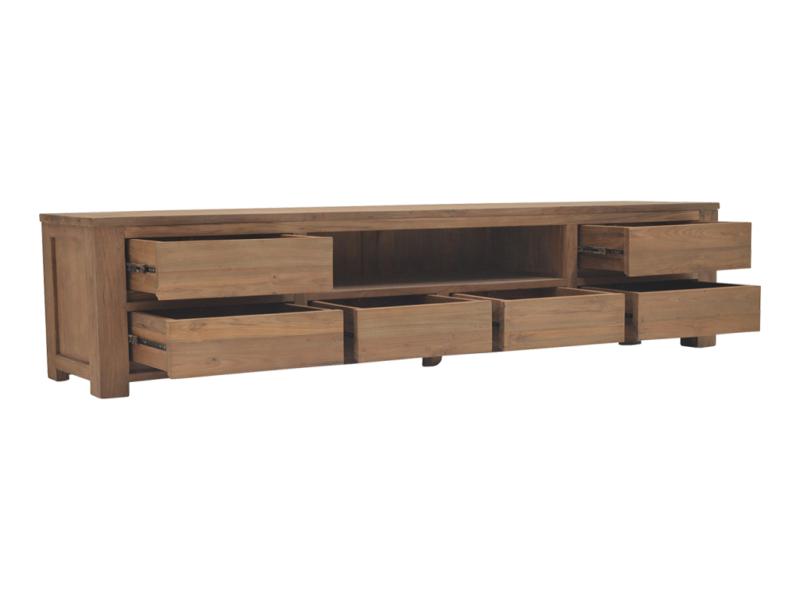 Tv meubel greeploos 220 cm, Huis en Inrichting, Teakhout, Nieuw, Ophalen of Verzenden, 200 cm of meer