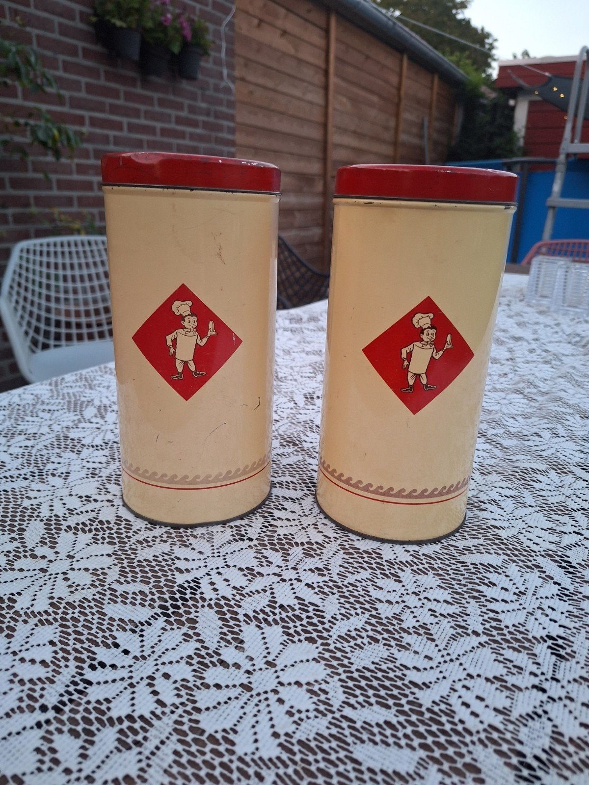 Vintage voorraadblikken van Bolletje set van 2, Antiek en Kunst, Ophalen of Verzenden