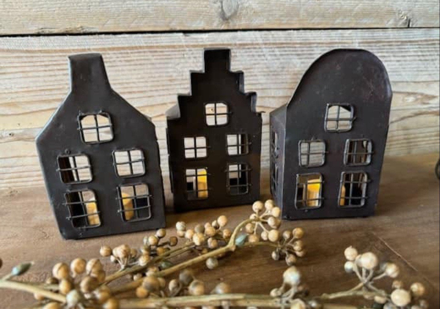 3 grachtenpand huisjes waxinelichthouder, Ophalen of Verzenden, Nieuw