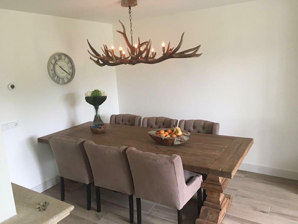 Prachtige handgemaakte geweien kroonluchter, Huis en Inrichting, Lampen | Kroonluchters, Overige materialen, Nieuw, LM Lighting