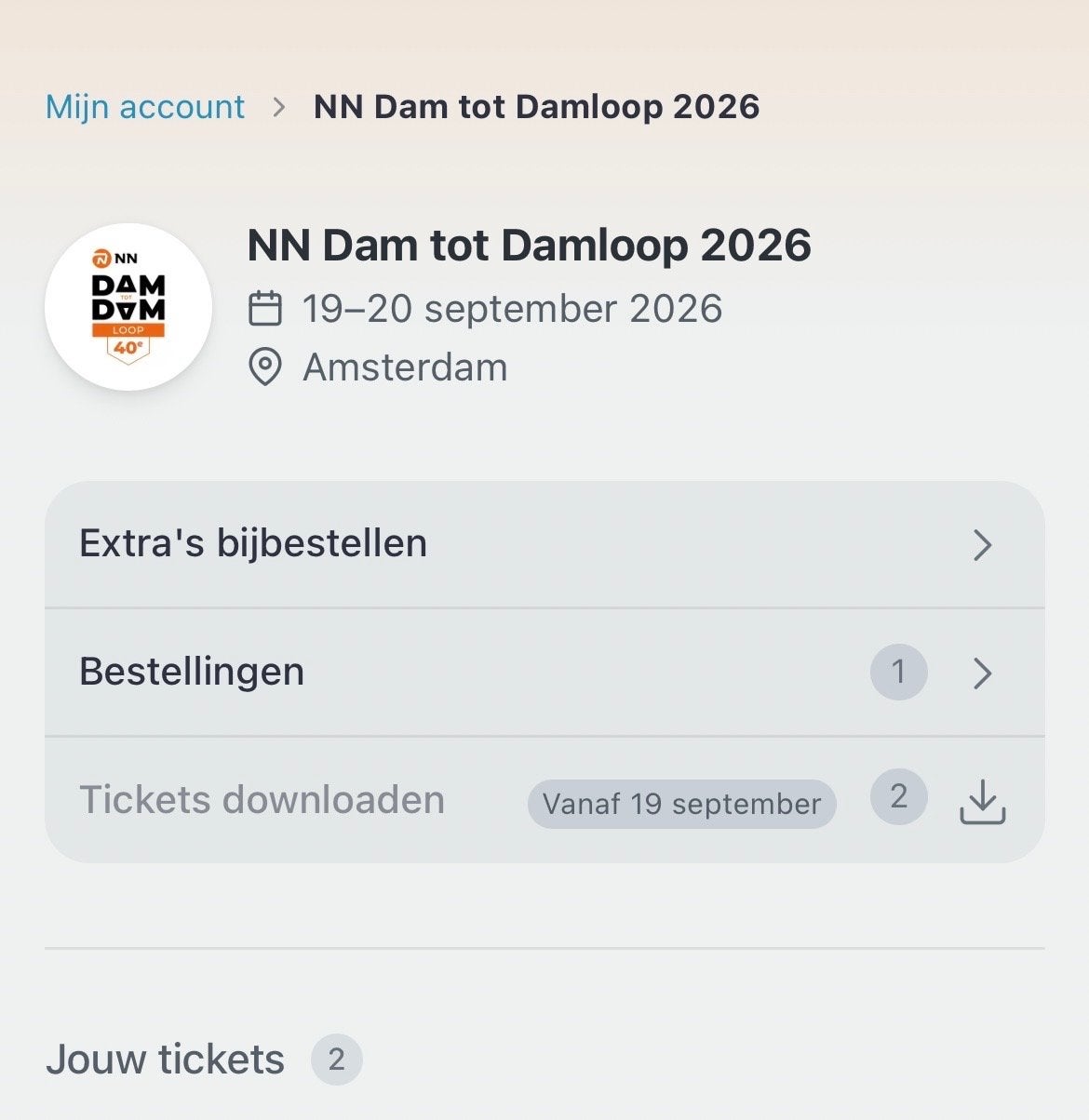 Damloop by night tickets!, Twee personen, September