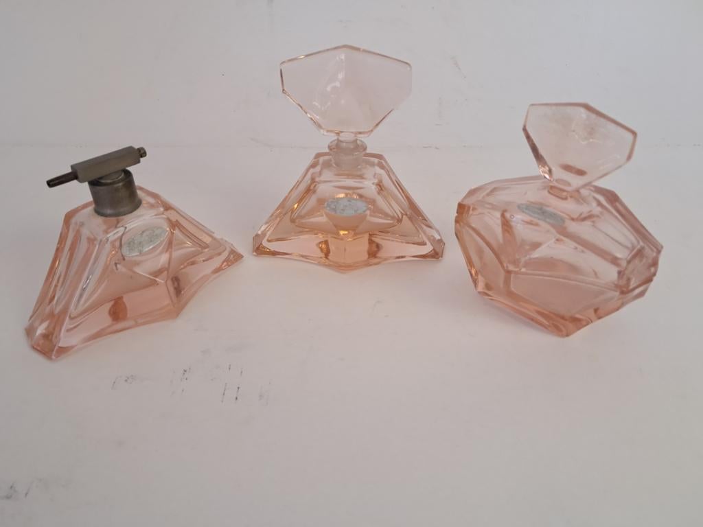 POMPADOUR Oostenrijk persglas complete set van 3, Verzamelen, Ophalen of Verzenden, Gebruikt, Parfumfles