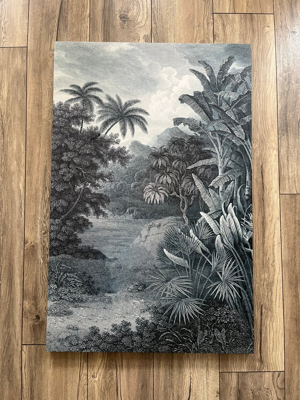 Groot canvas ets lithografie jungle ibiza litho, Ophalen, Zo goed als nieuw, 50 tot 75 cm, Print