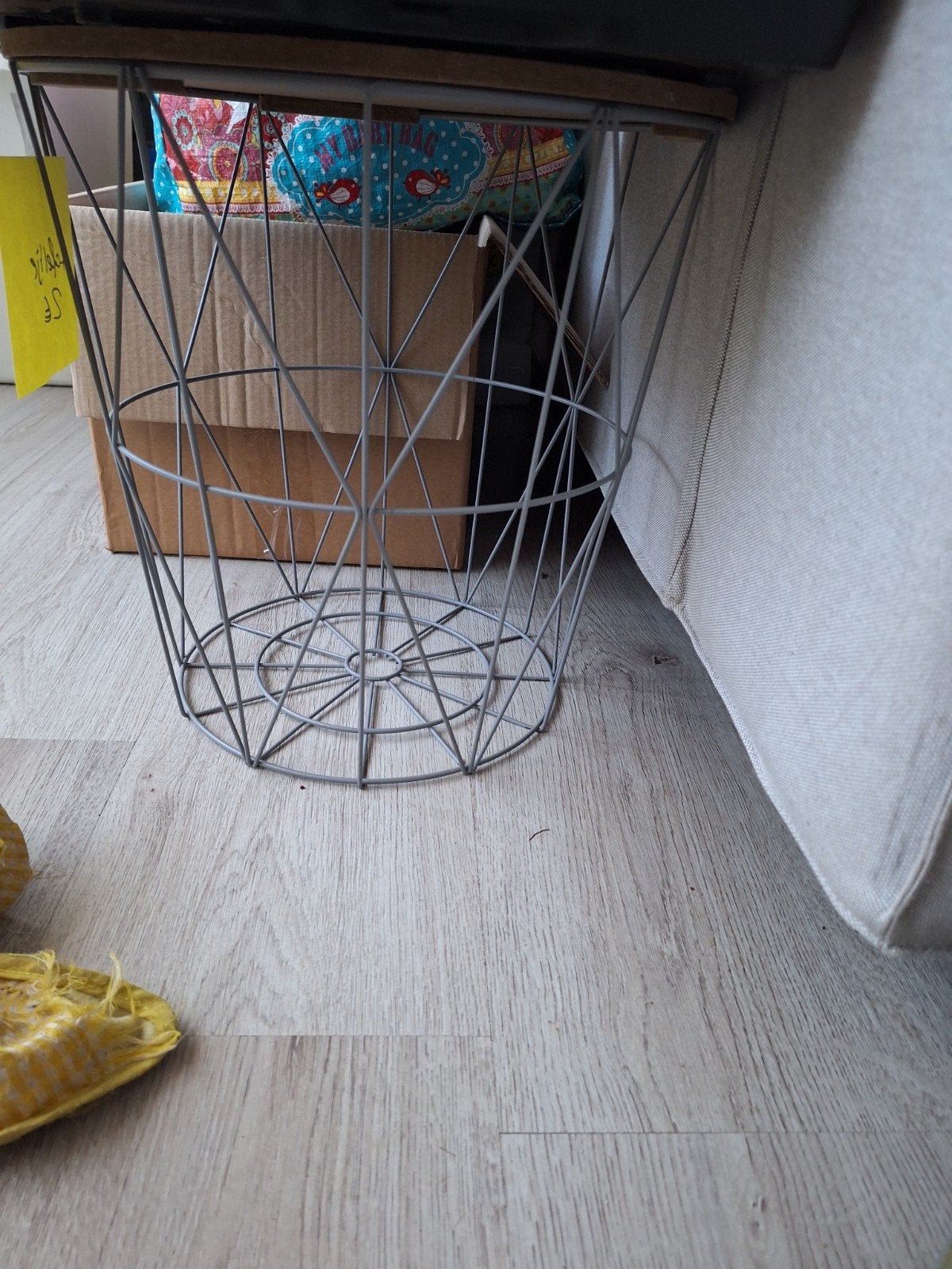 Metalen draadmand met houten blad - Opbergmand, Ophalen, Gebruikt