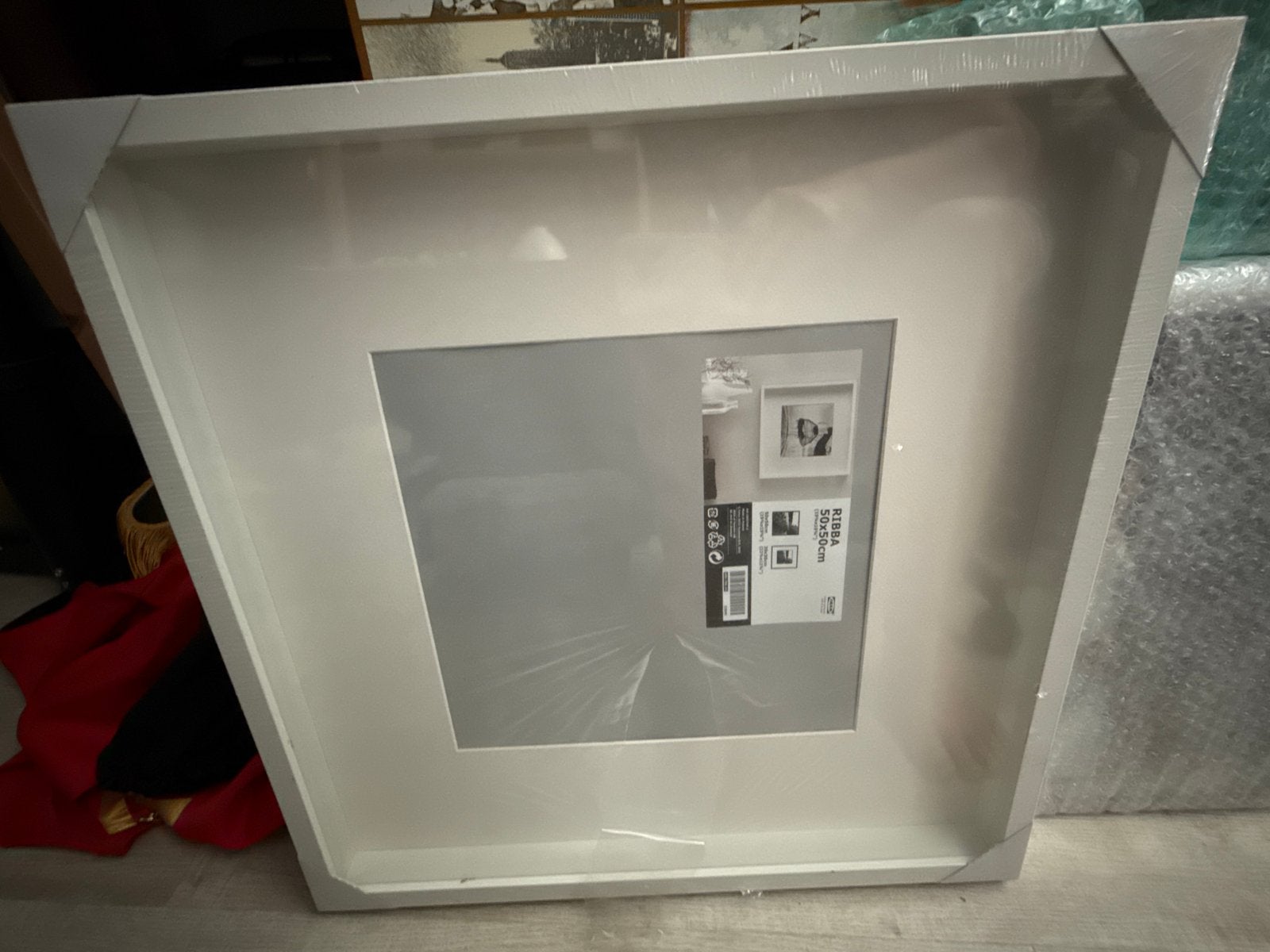 Nieuwe witte fotolijst Ribba 50x50cm met passe-partout, Ophalen, Nieuw, Fotolijst, Met glas
