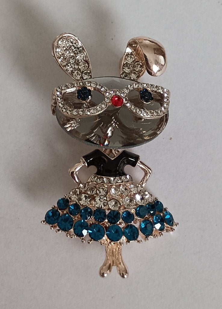 Kleurrijk konijn broche, Overige materialen, 4 tot 7 cm, Overige kleuren, Nieuw